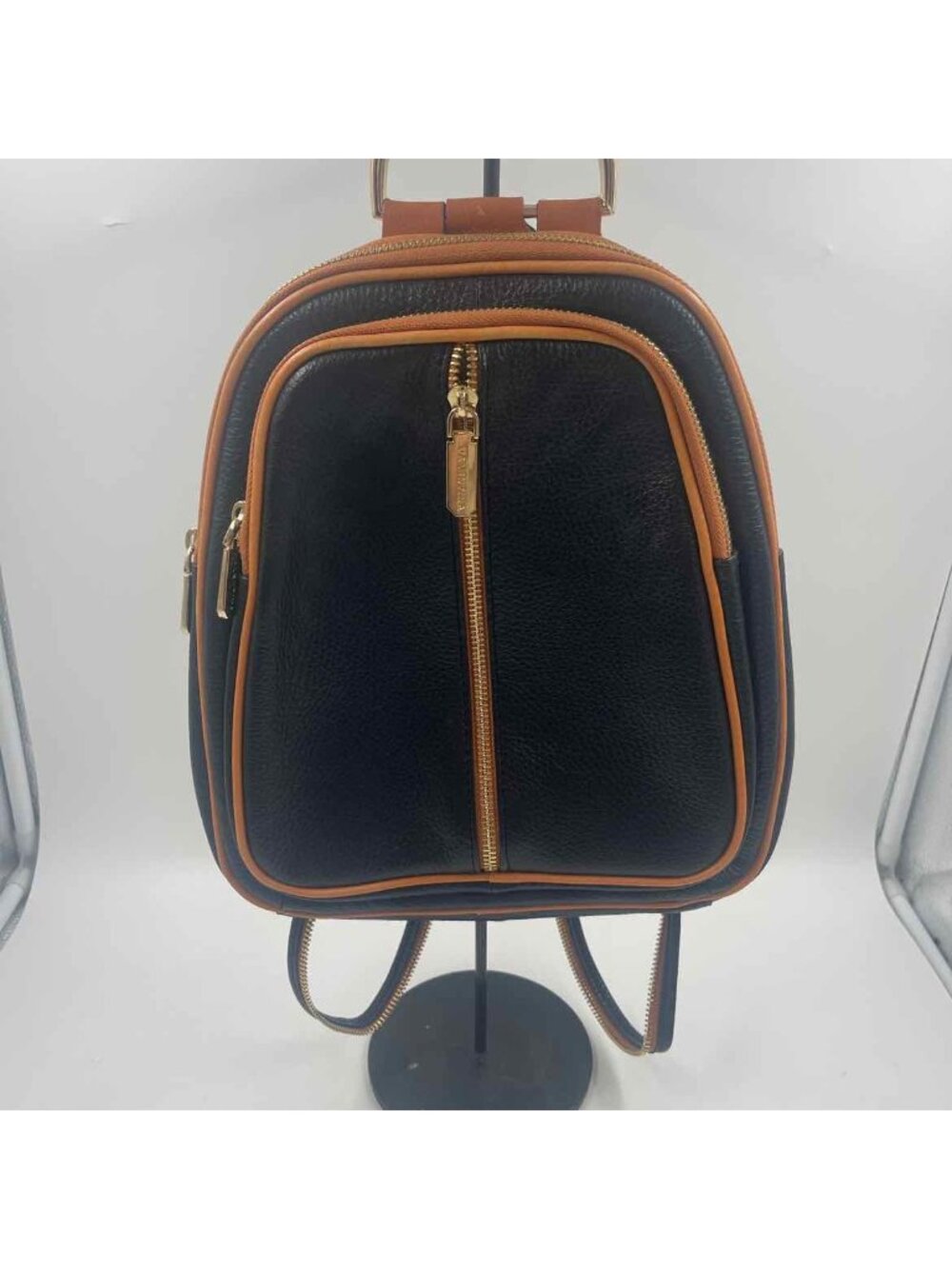 Valentina Leather Black Brown Women's Black Luxe pebbled Backpack